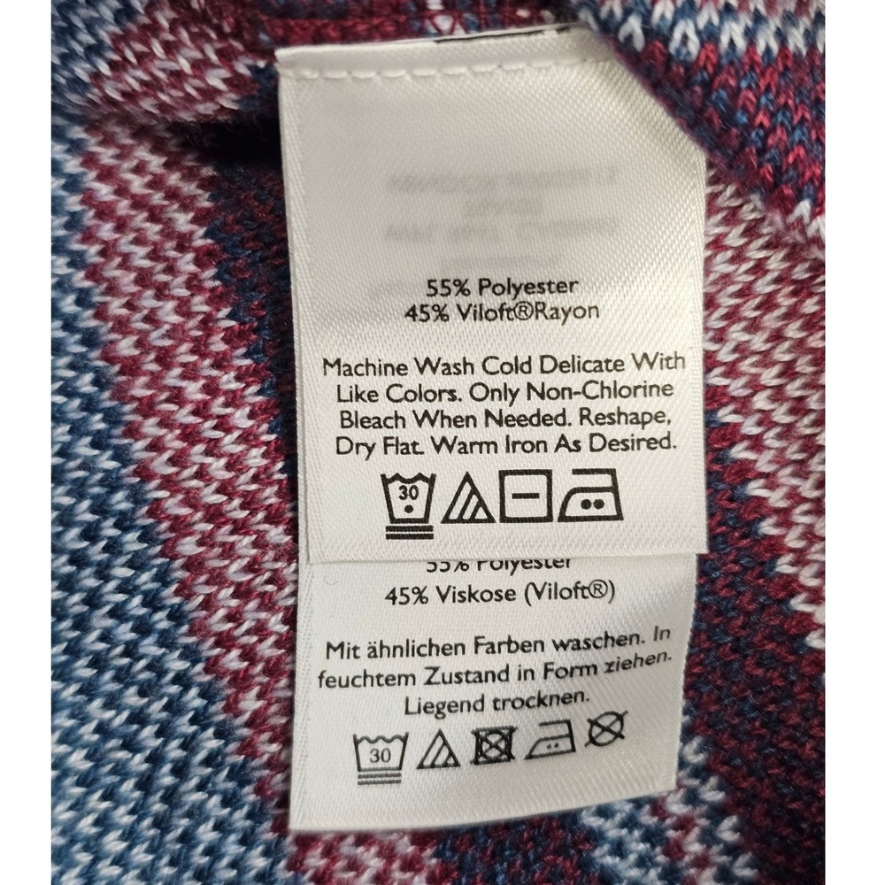 Eddie Bauer Womens Small Fair‎ Isle Quarter Zip Pullover Sweater Burgundy Blue - Picture 4 of 7
